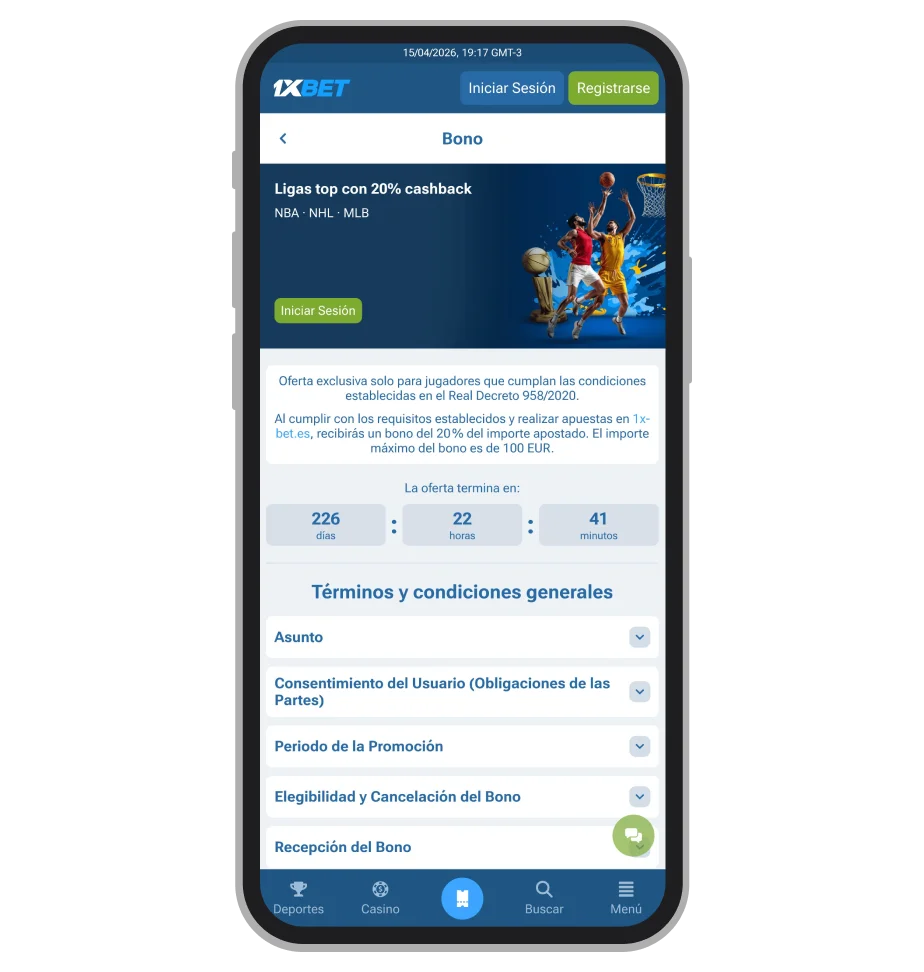 Promociones cashback semanal 1xBet en Premier League, NBA, NHL y MLB