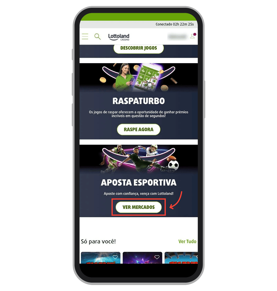 Na página inicial clique em banner de apostas esportivas