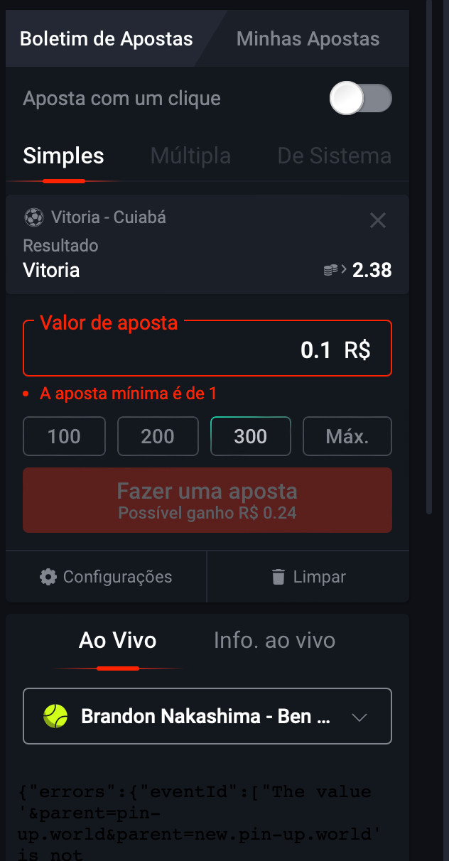 Aposta mínima aceita na Pin-Up é de R$1