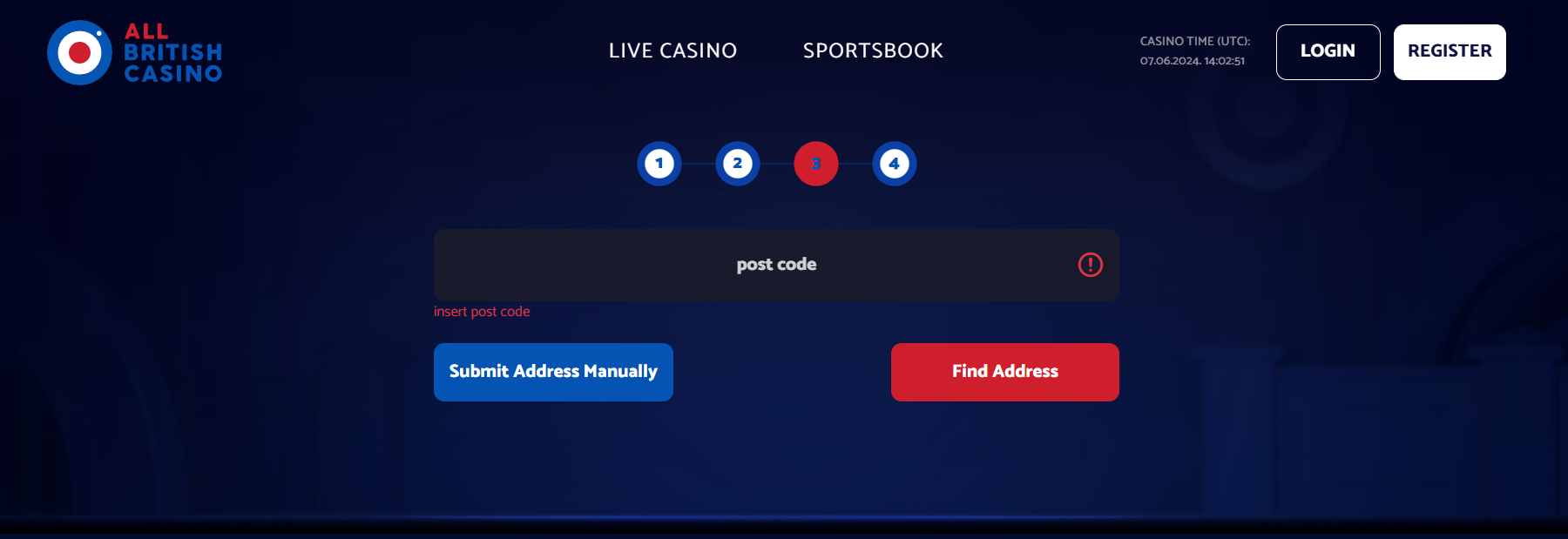 Create an account with All British Casino