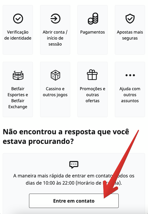 Pressione ‘Entre em contato’