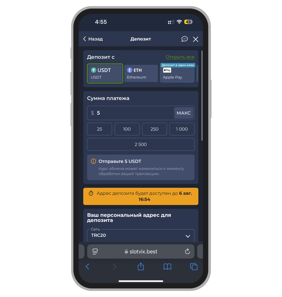 Процесс оплаты криптовалютой