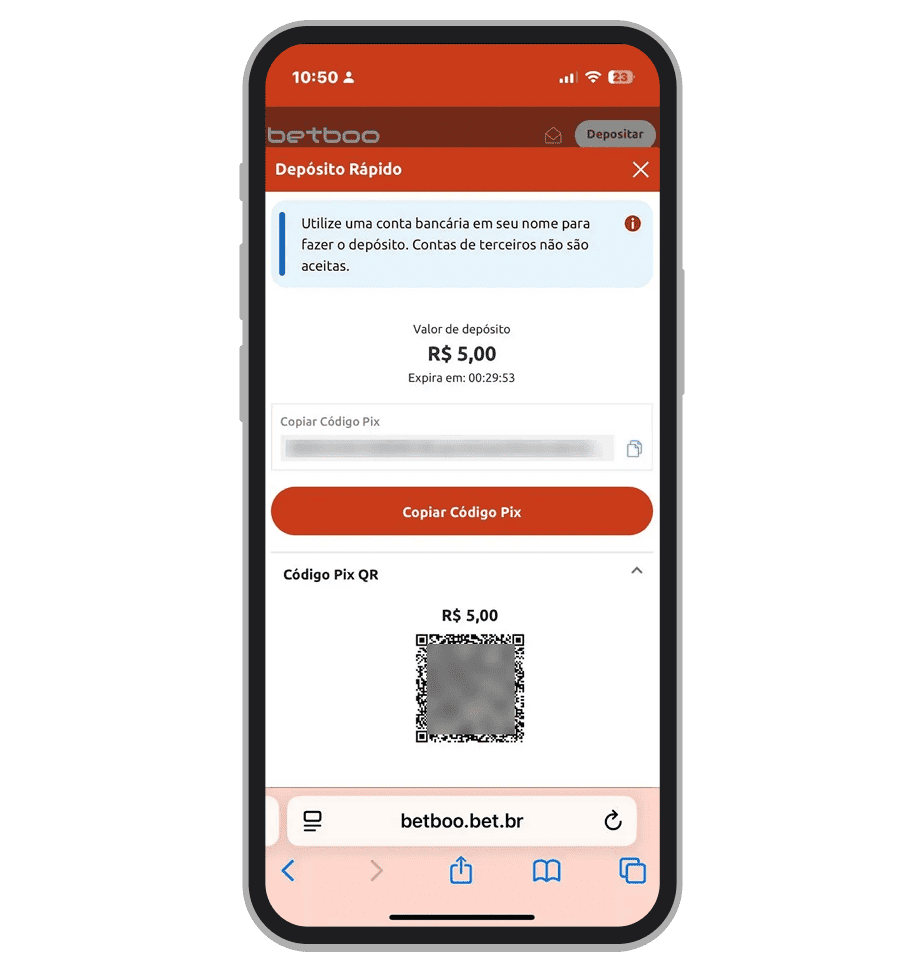Copie o código de pagamento e procede no app bancário