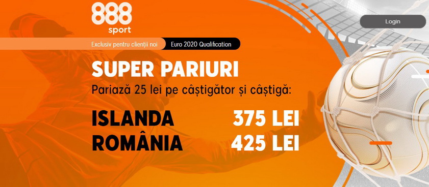 888 Sport are cea mai tare promoţie a meciului Islanda - România