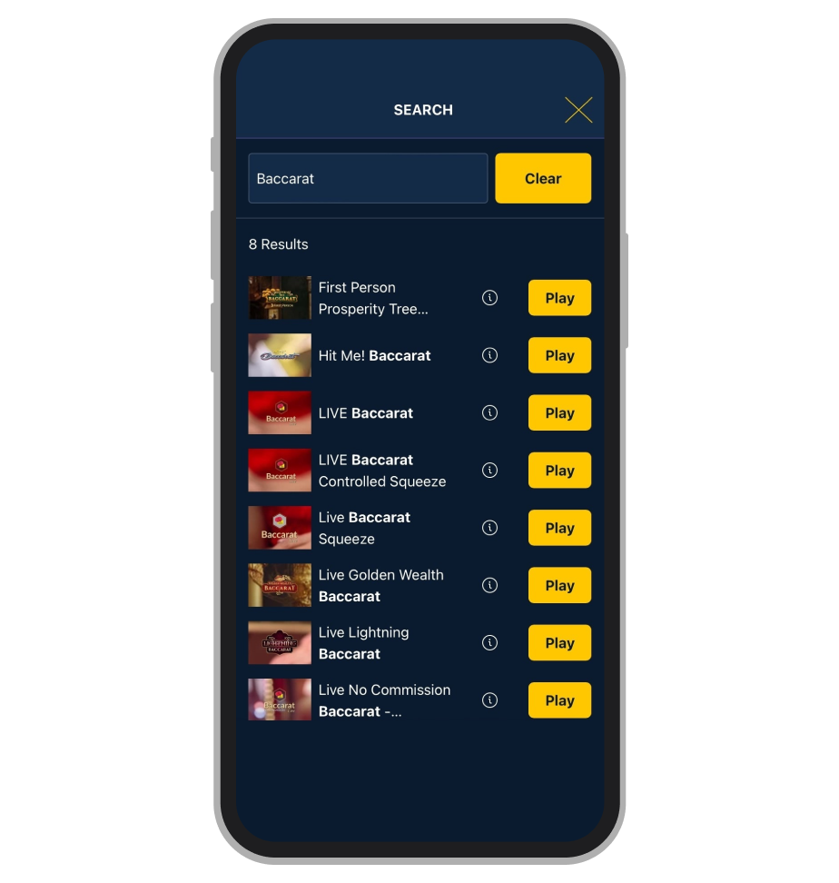 Baccarat Search Results