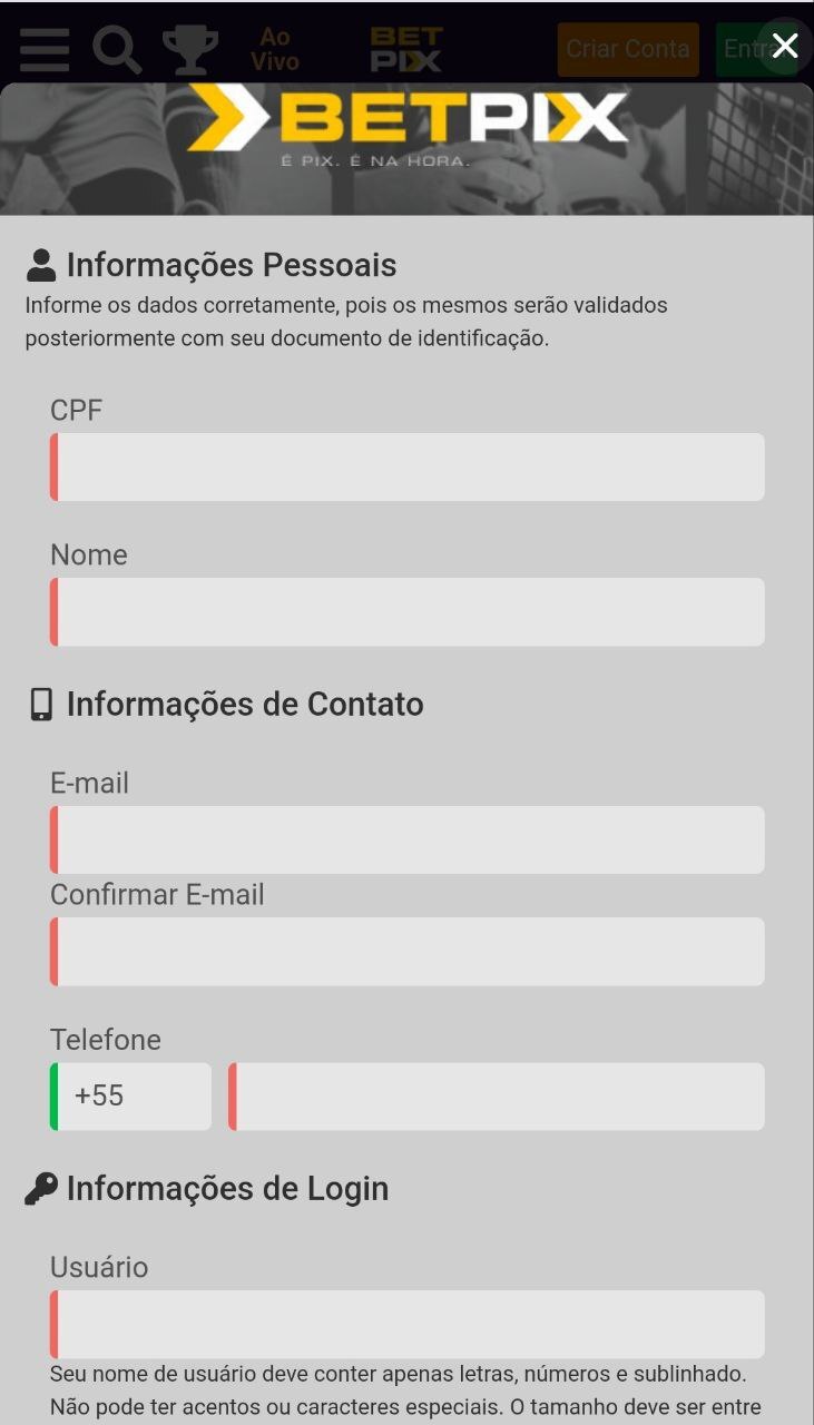 Preencha as informações pessoais e as informações de contato 