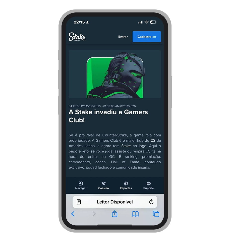 Página da promoção "Gamers Club"