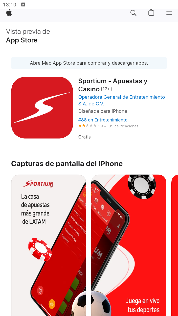 Página de App Store