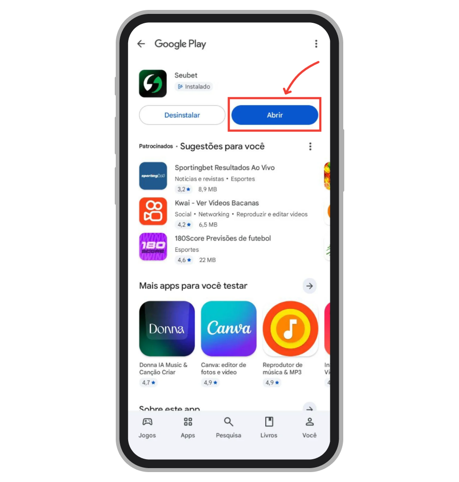 Pode abrir o app e começar jogar  