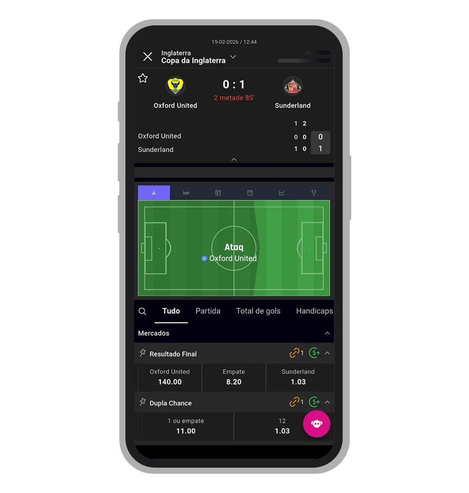 Apostas em futebol no aplicativo da Vbet para Android