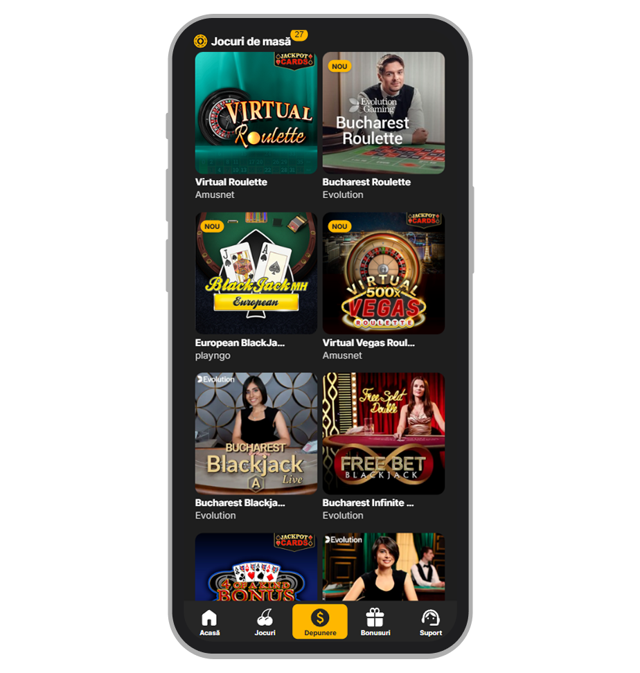 Jocuri de masă Million Casino