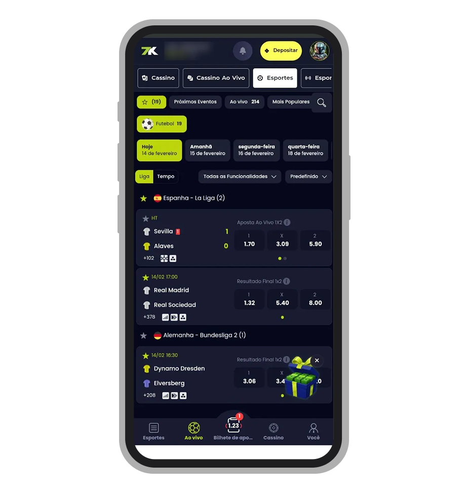 Lista de favoritos na Bet7K app 