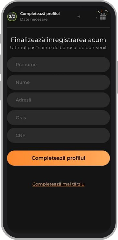 Formular de înregistrare Princess Casino (a doua parte)