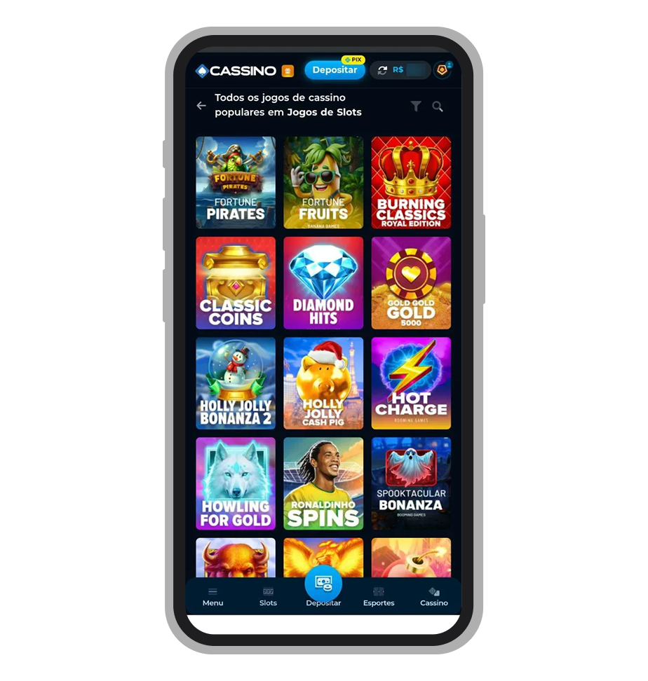 Cassino disponível no app da plataforma 