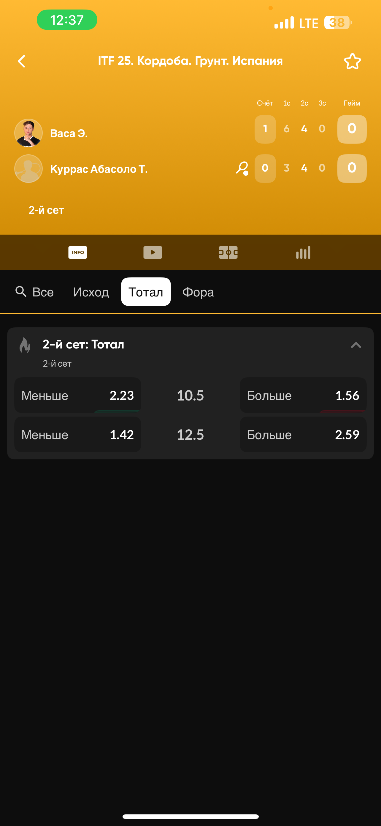 Коэффициенты при счёте 4:4