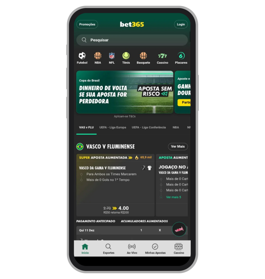 O app de apostas Bet365