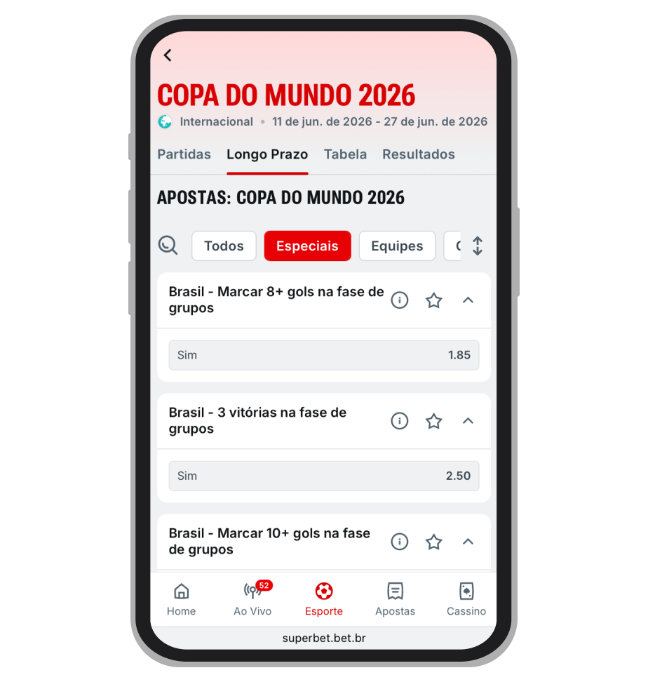 Copa do Mundo 2026 apostas longo prazo na Superbet