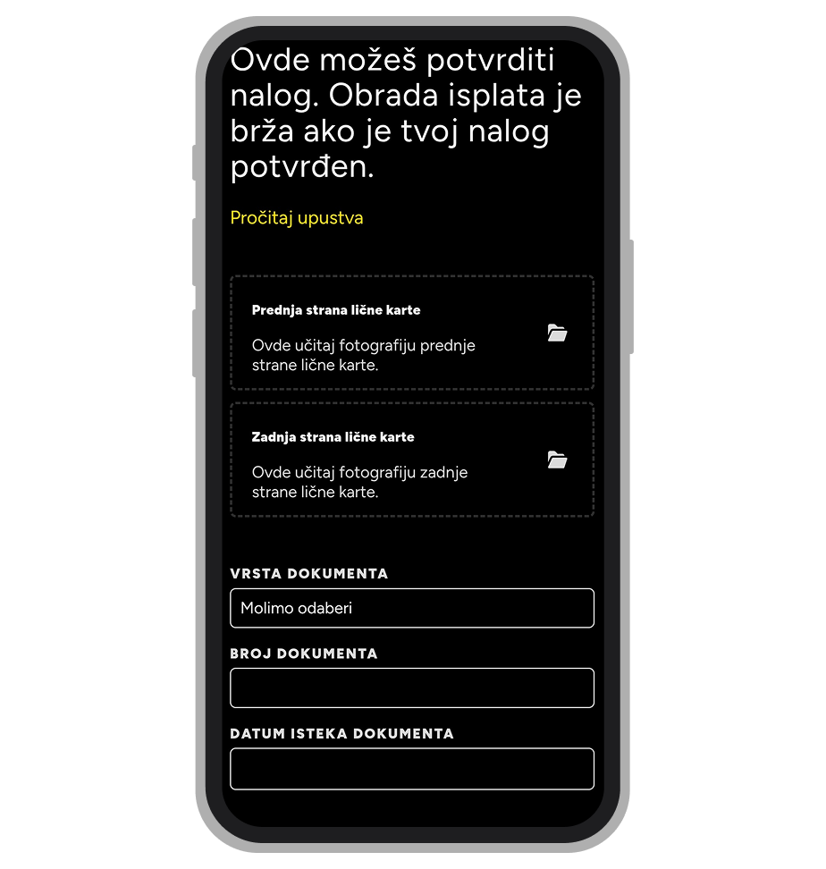 Otpremanje dokumenata za verifikaciju