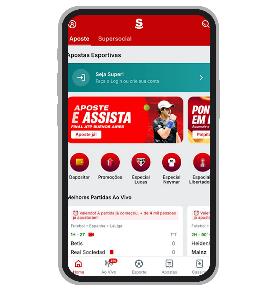 O site da plataforma Superbet