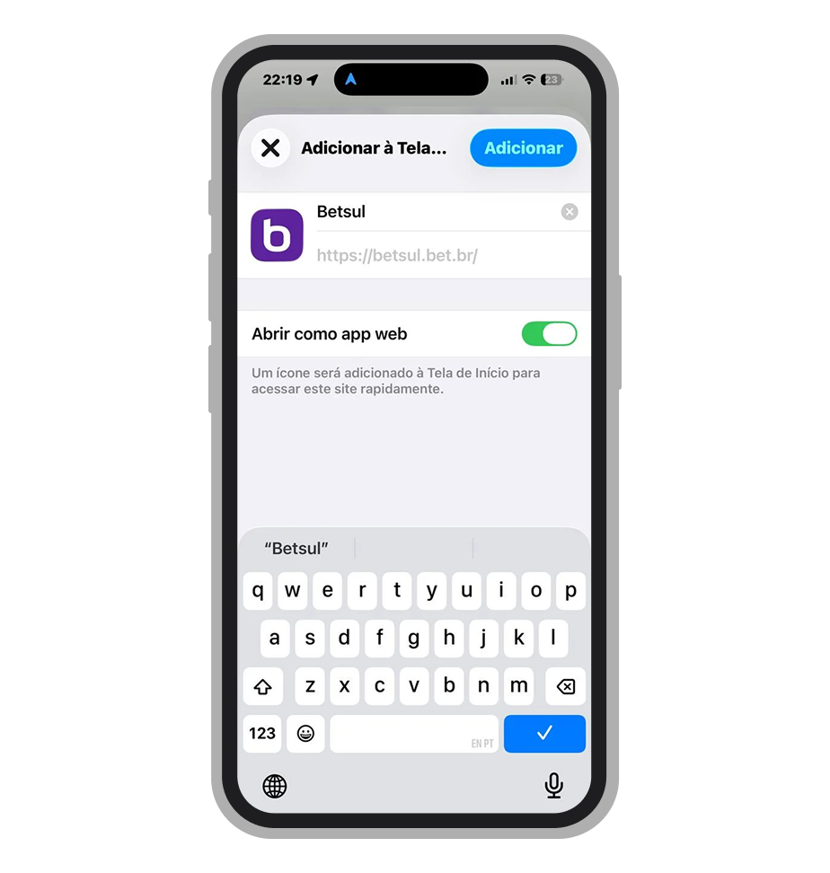 Pode escolher o nome para atalho