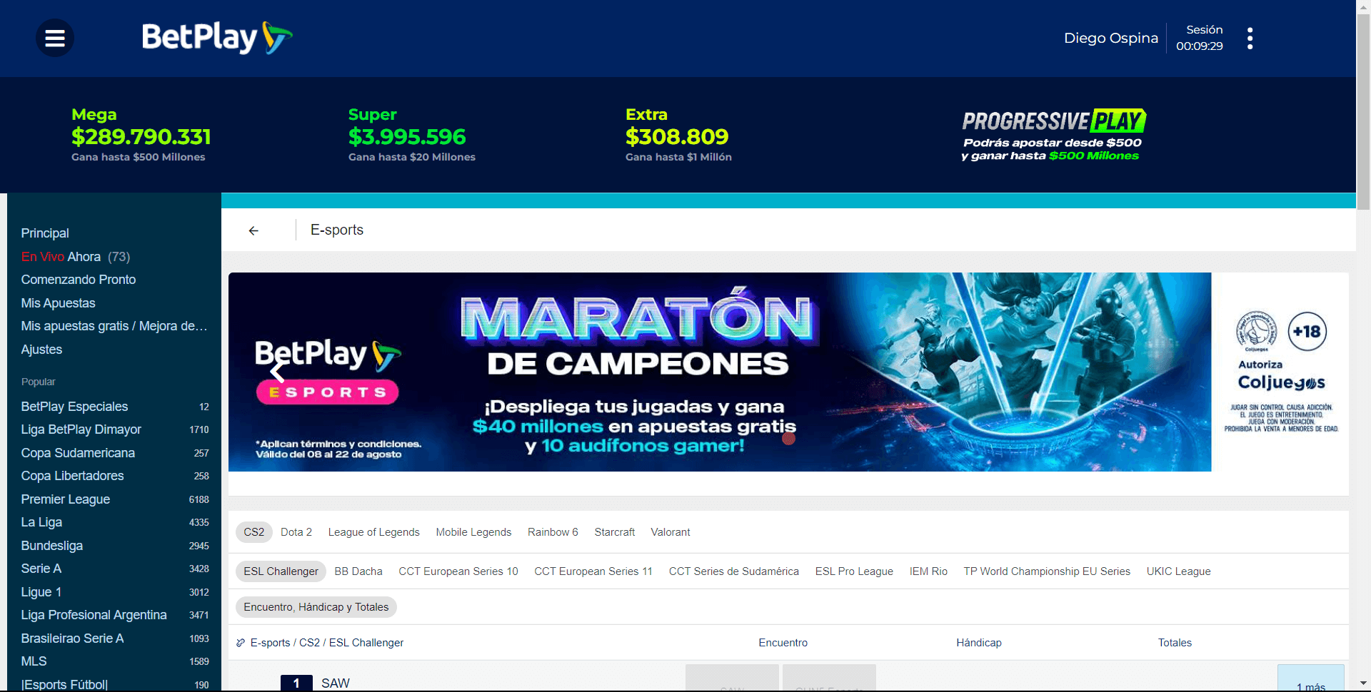 Página de eSports