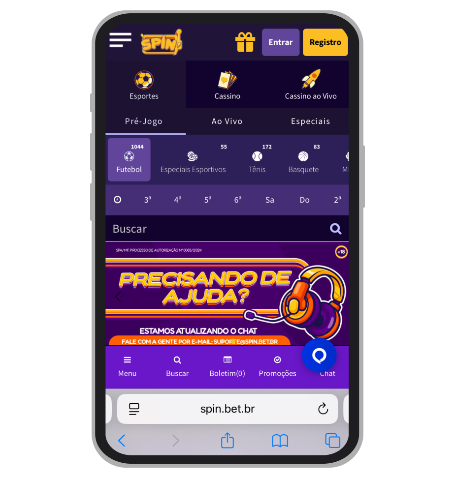 Apostas esportivas na Spin