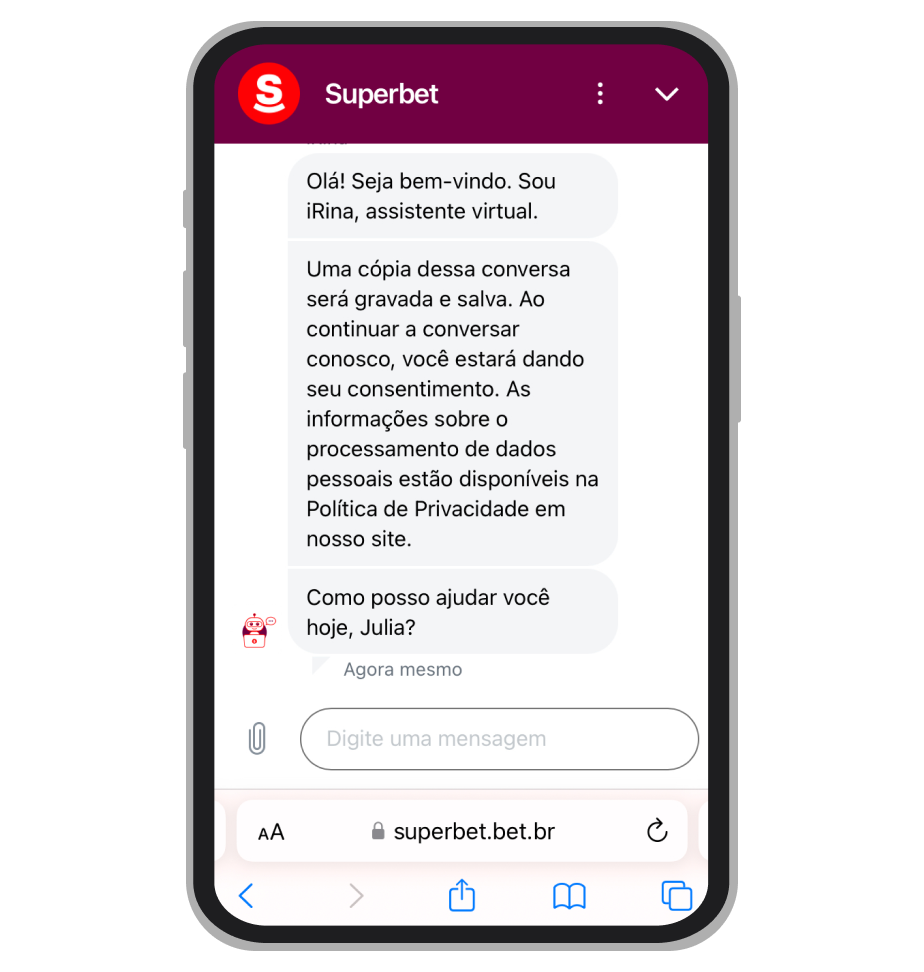 Chat ao vivo da Superbet