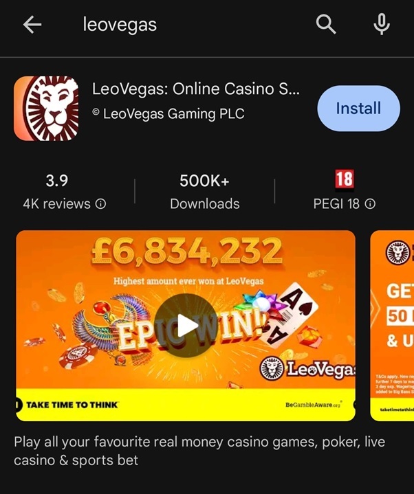 LeoVegas casino app download