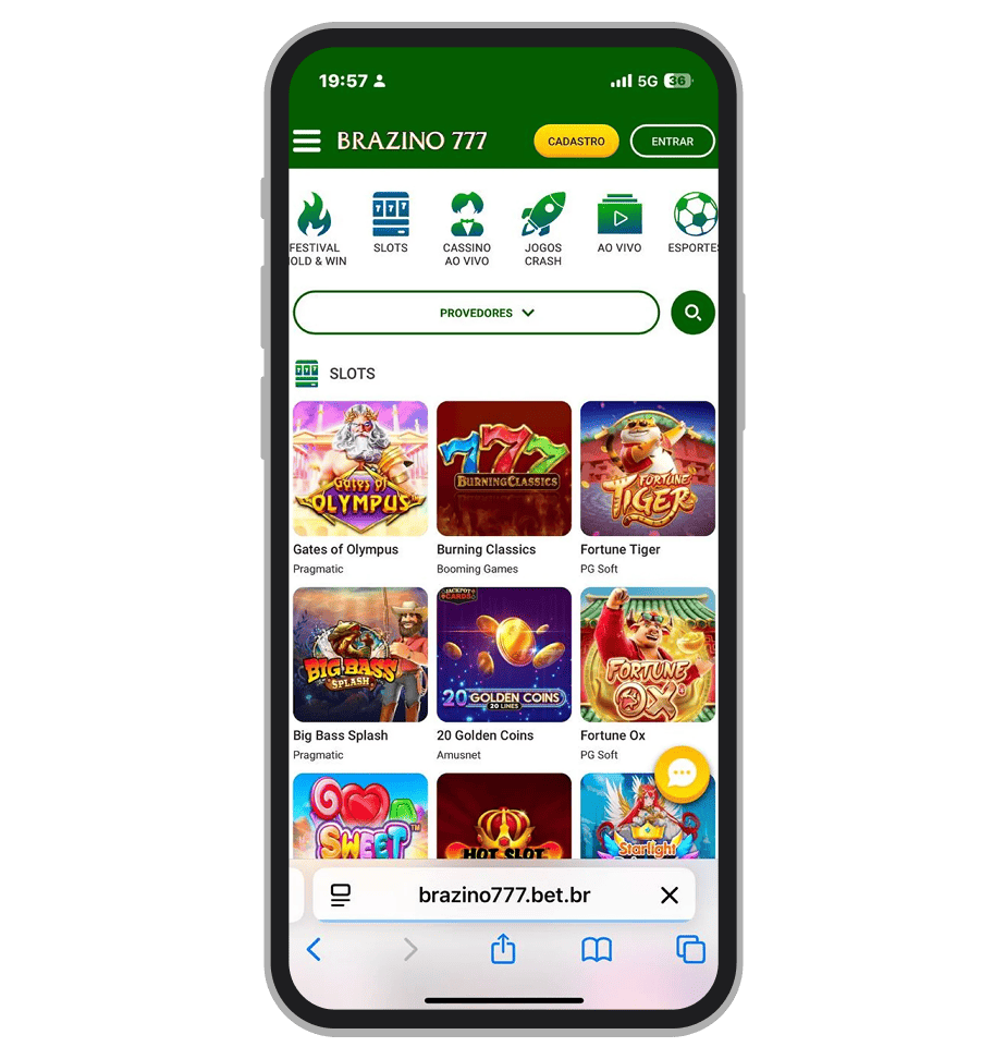 Jogos slots no cassino Brazino777