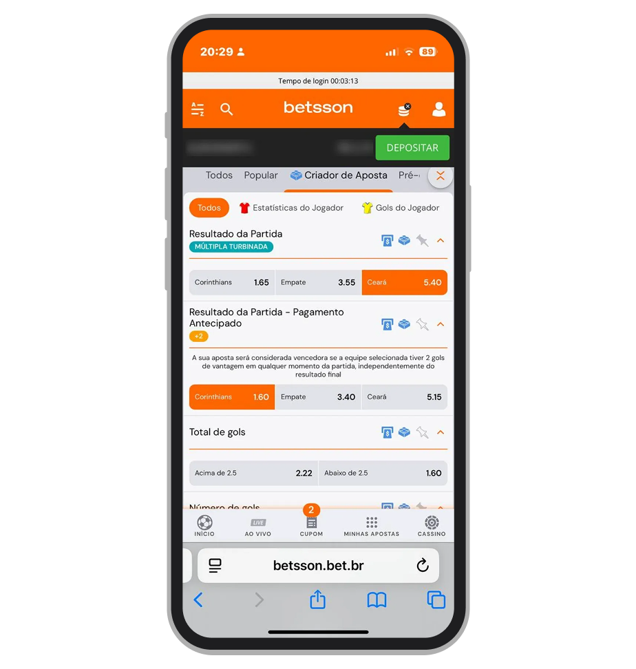 Criador de apostas no site da Betsson