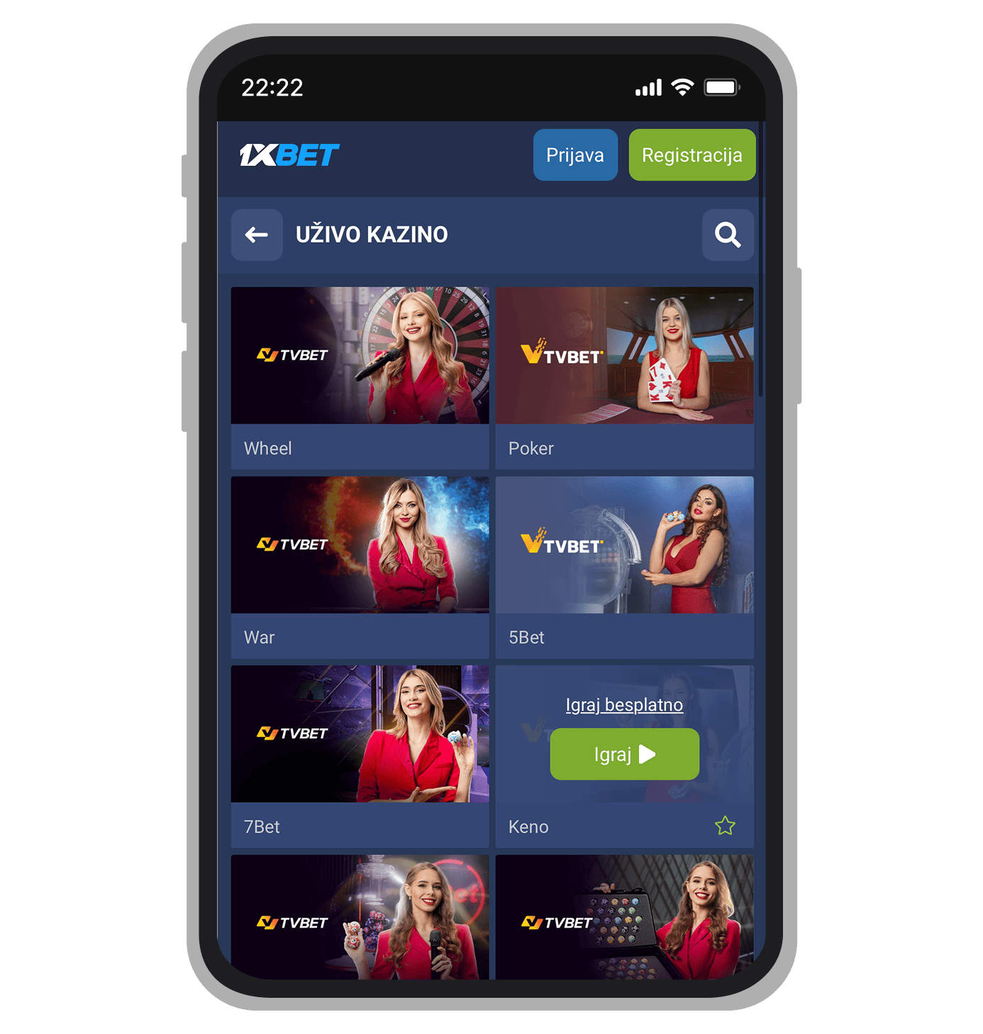 Kazino uživo na 1xBetu