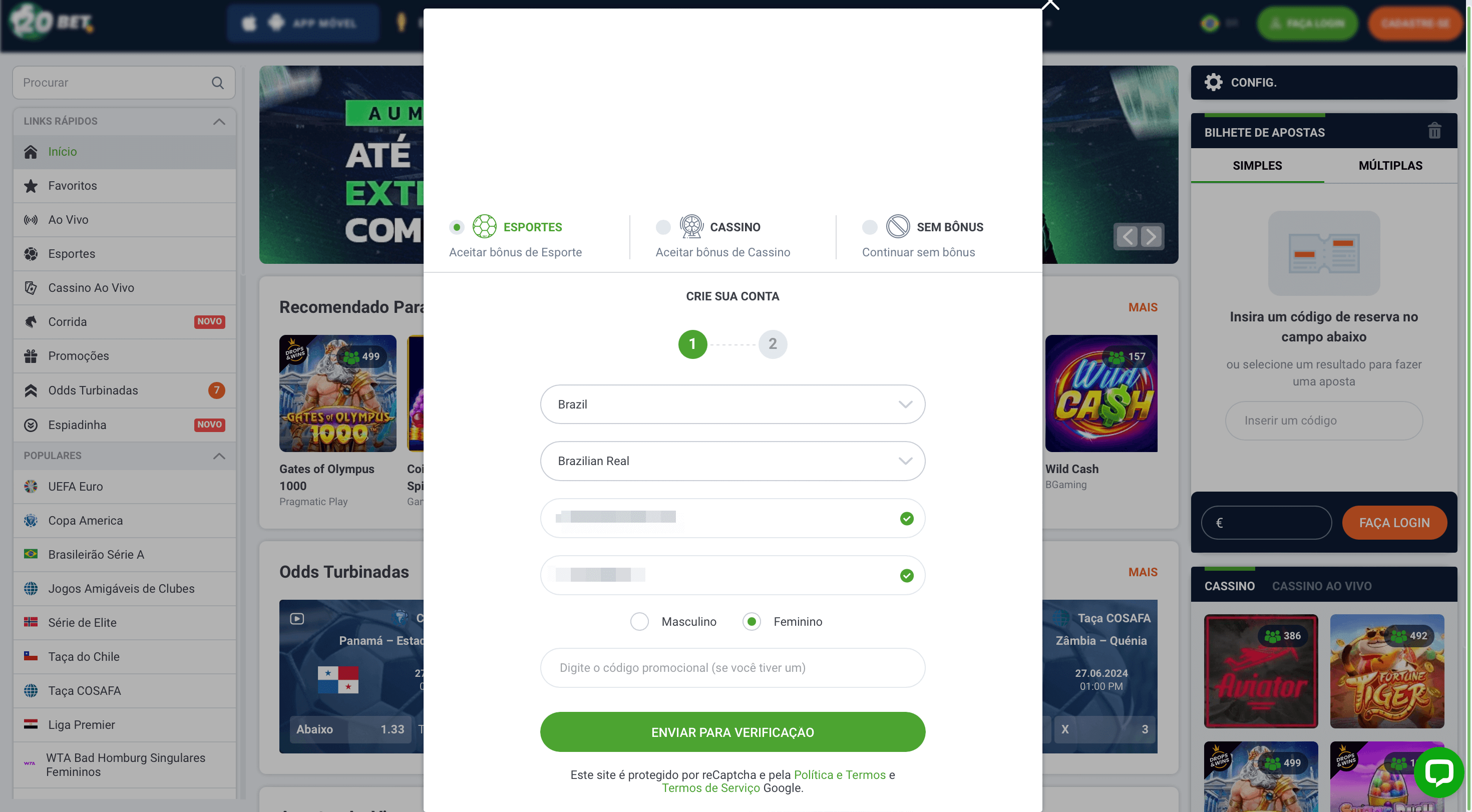 Preencha os campos e envie para verificação