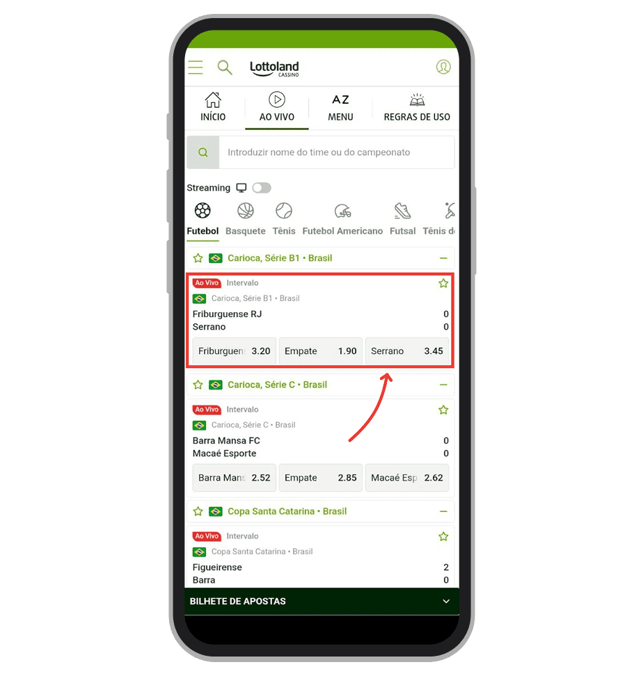 Escolhe um dos eventos disponíveis