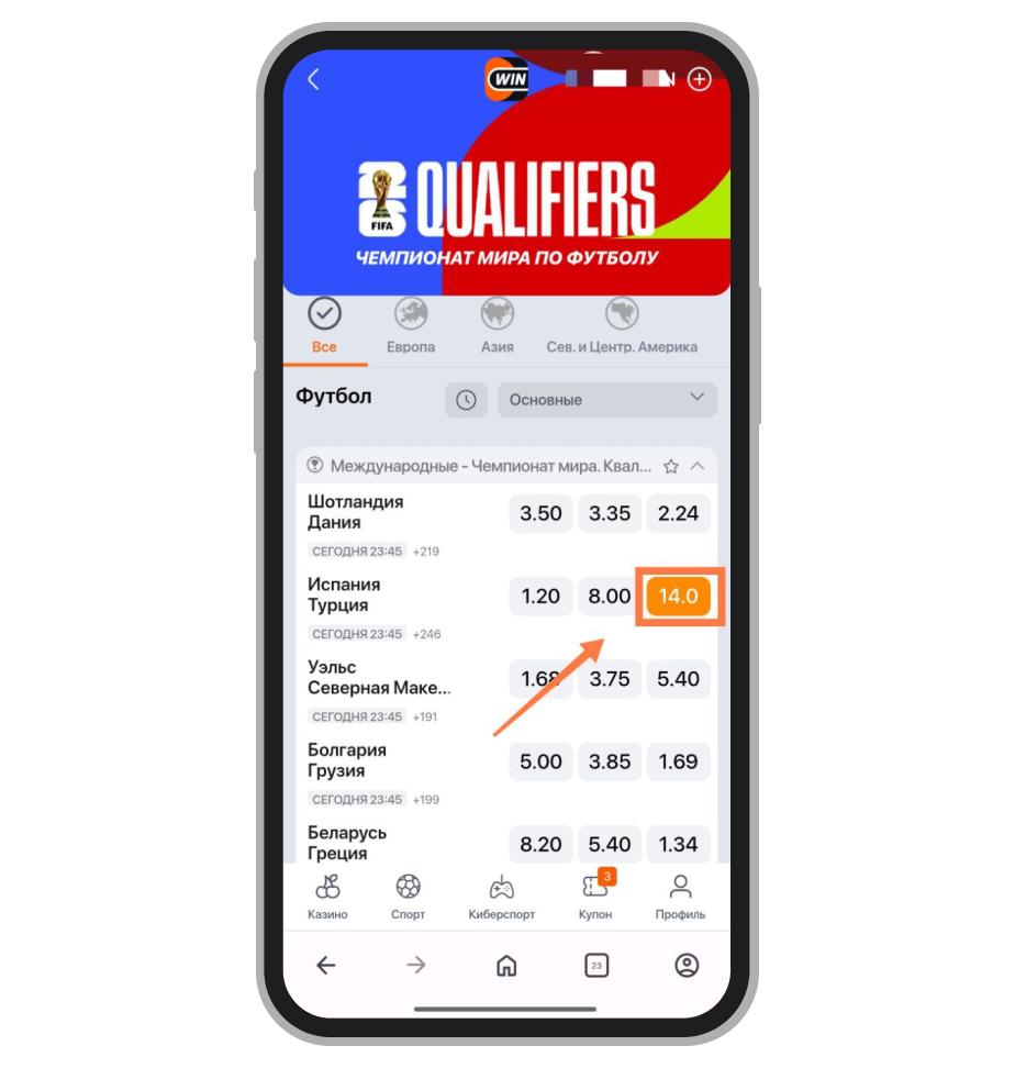 Выбор исхода в прематче