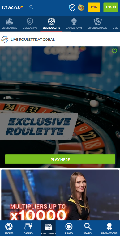 Live Roulette page