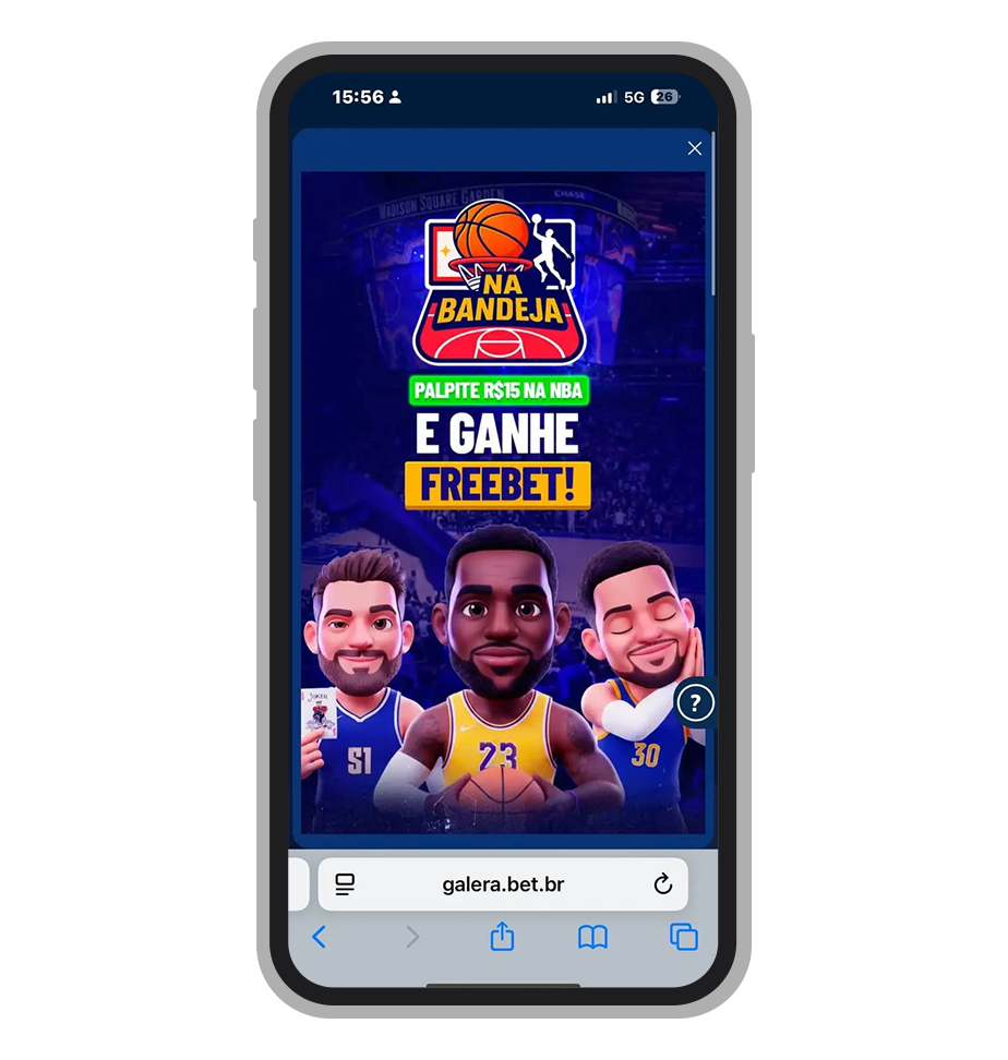 Freebet na Galera.bet com a promoção Na Bandeja para apostas em jogos da NBA