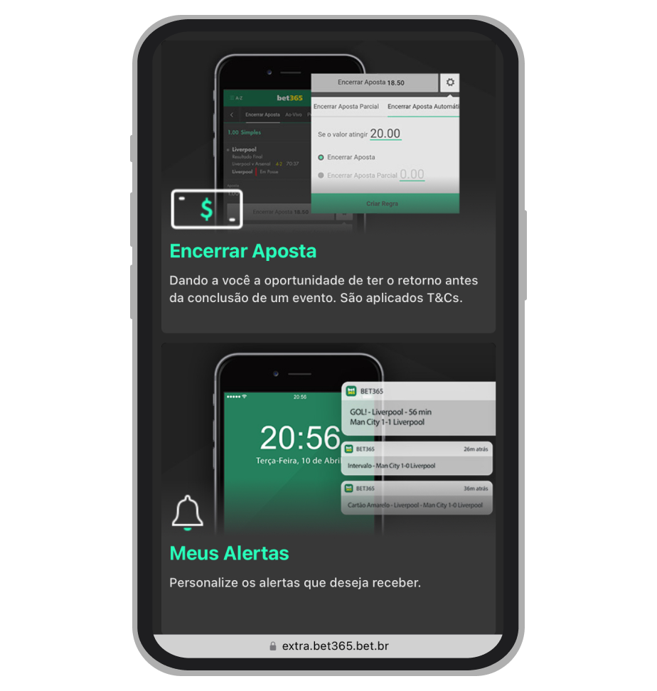 Recursos Encerrra Aposta e Meus Alertas