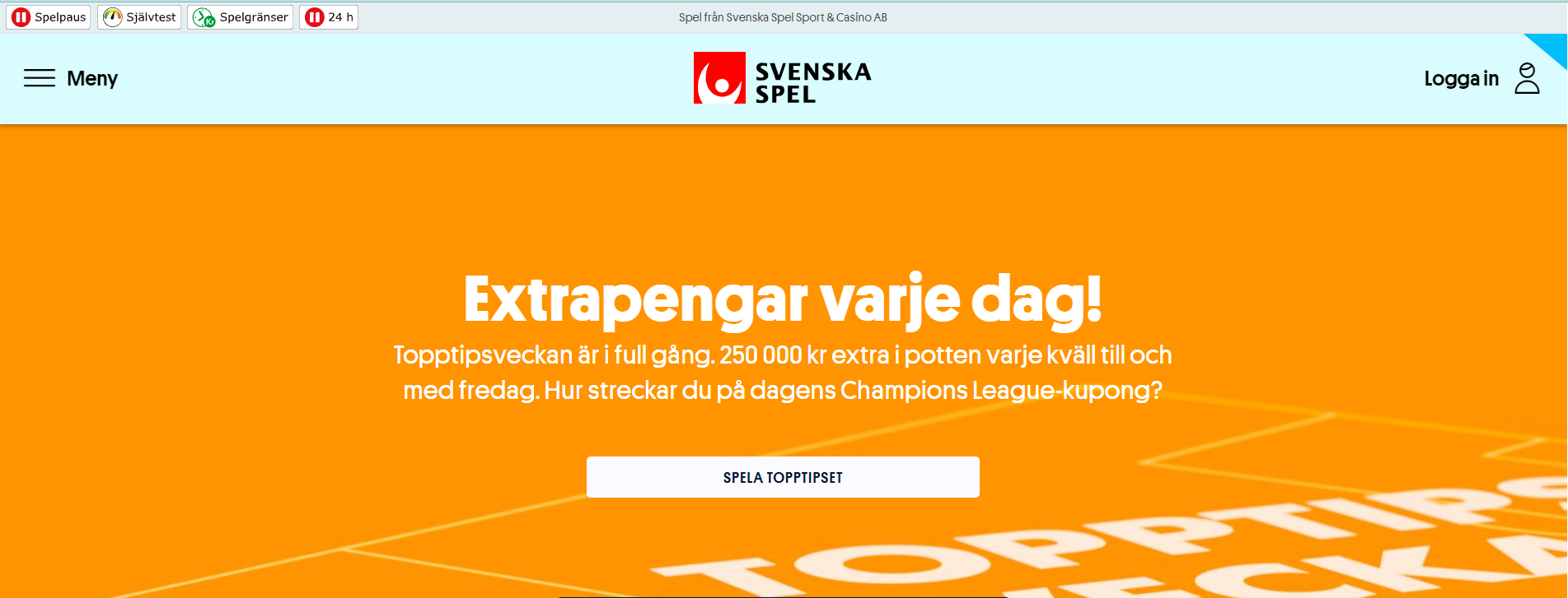  Svenska Spels huvudsida