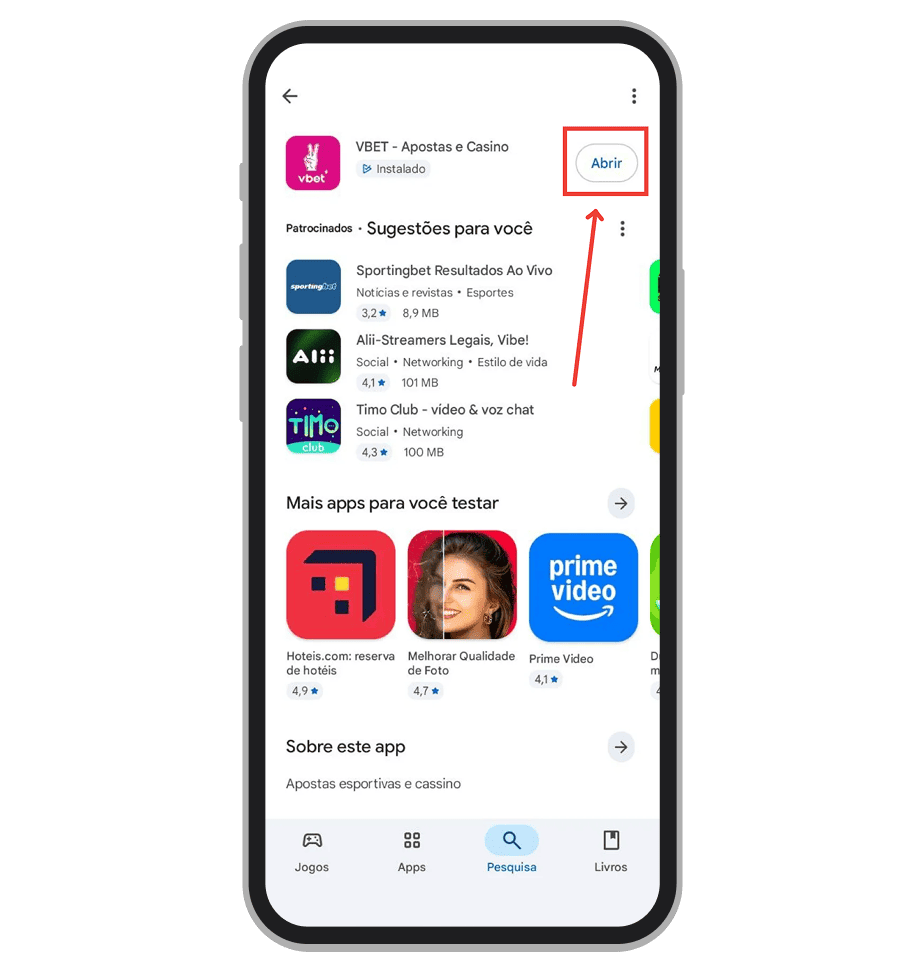 Clique em “Abrir” para acessar o app 