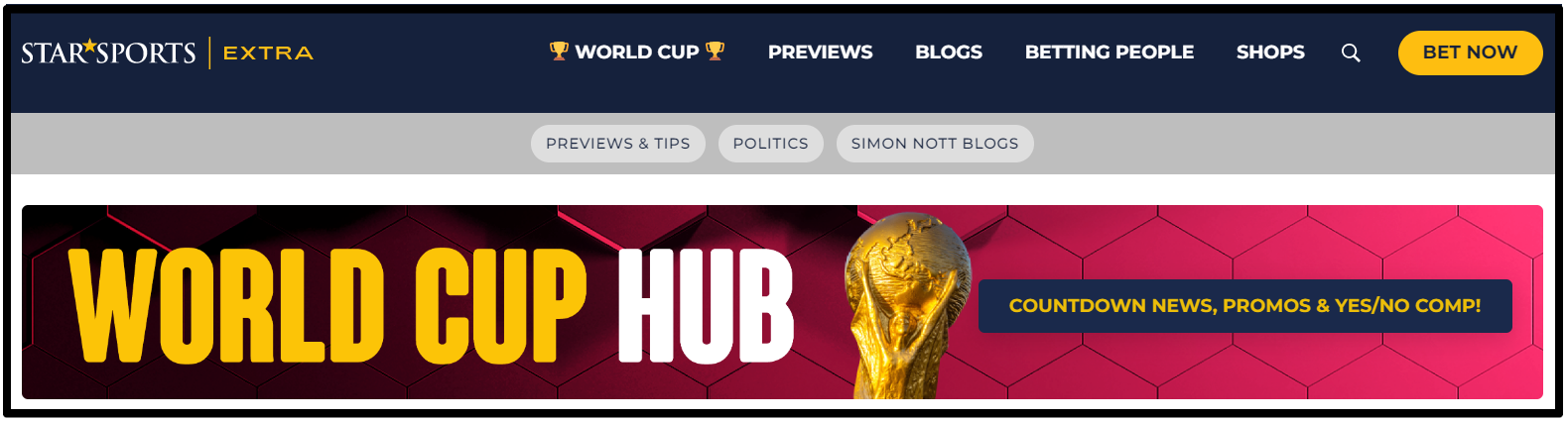 Star Sports World Cup betting hub.