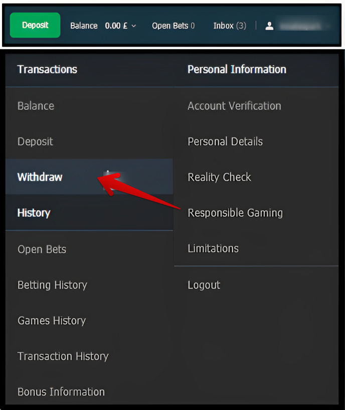 Click on the “Withdraw” icon