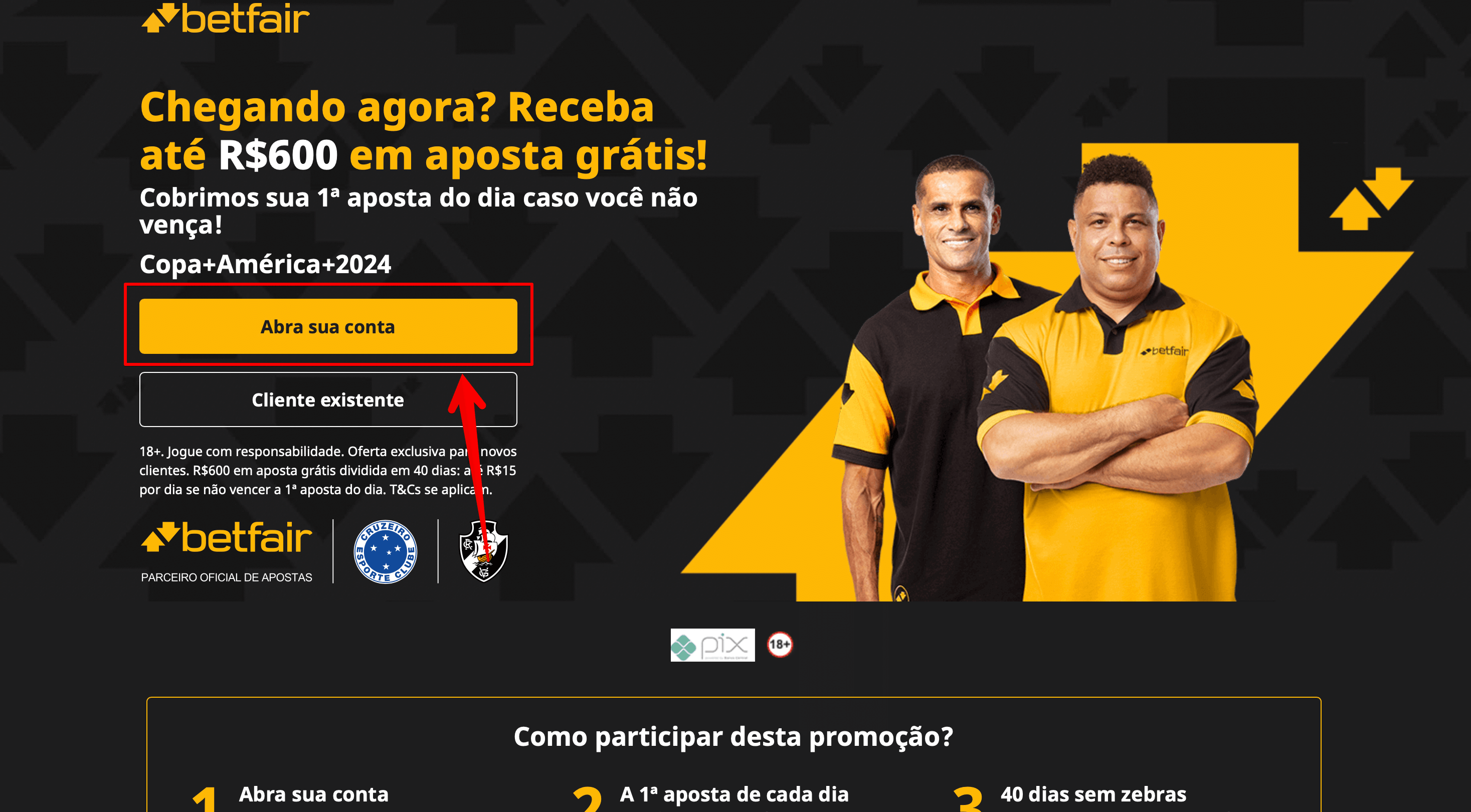 Começe o processo de registro da sua conta