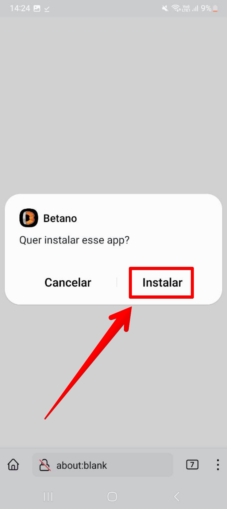 Abre o arquivo para começar a instalação no Betano App.