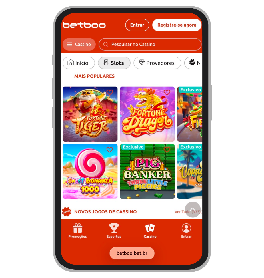 Seção de slots na Betboo