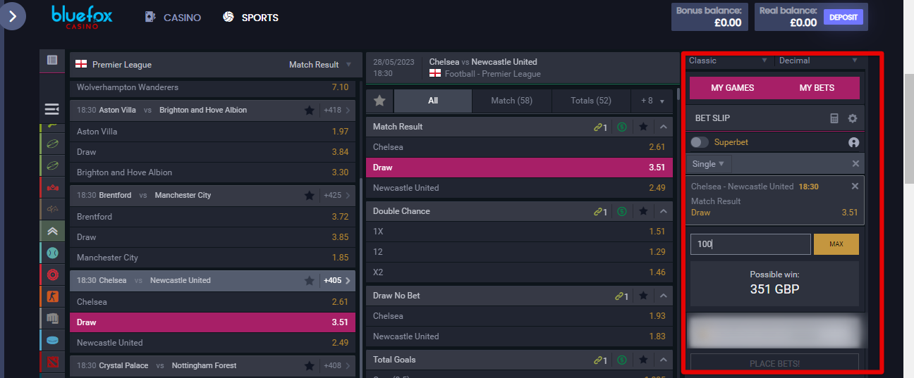 Your bet(s) are added to a betslip