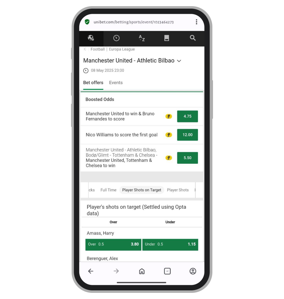 Ставки на статистику с использованием Opta в Unibet