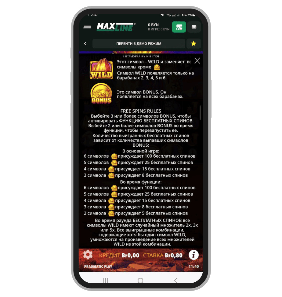 Символы Wild и Bonus, правила раунда фриспинов