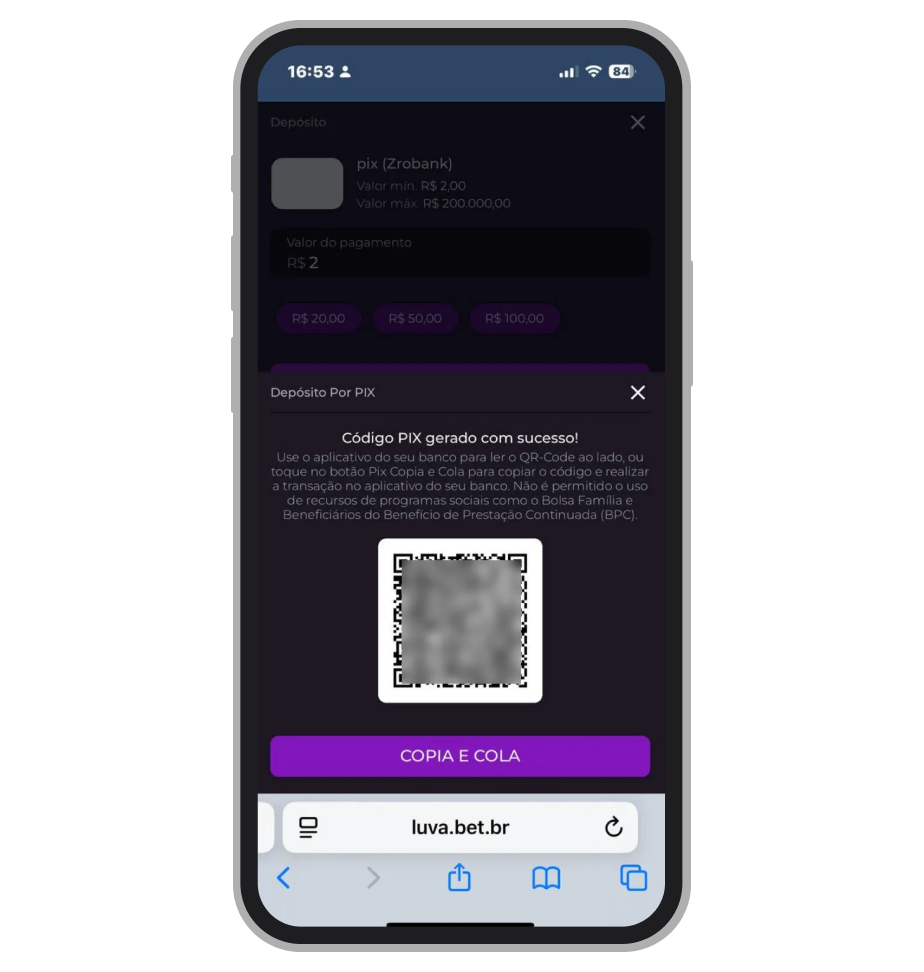 Depósito na Luva.bet