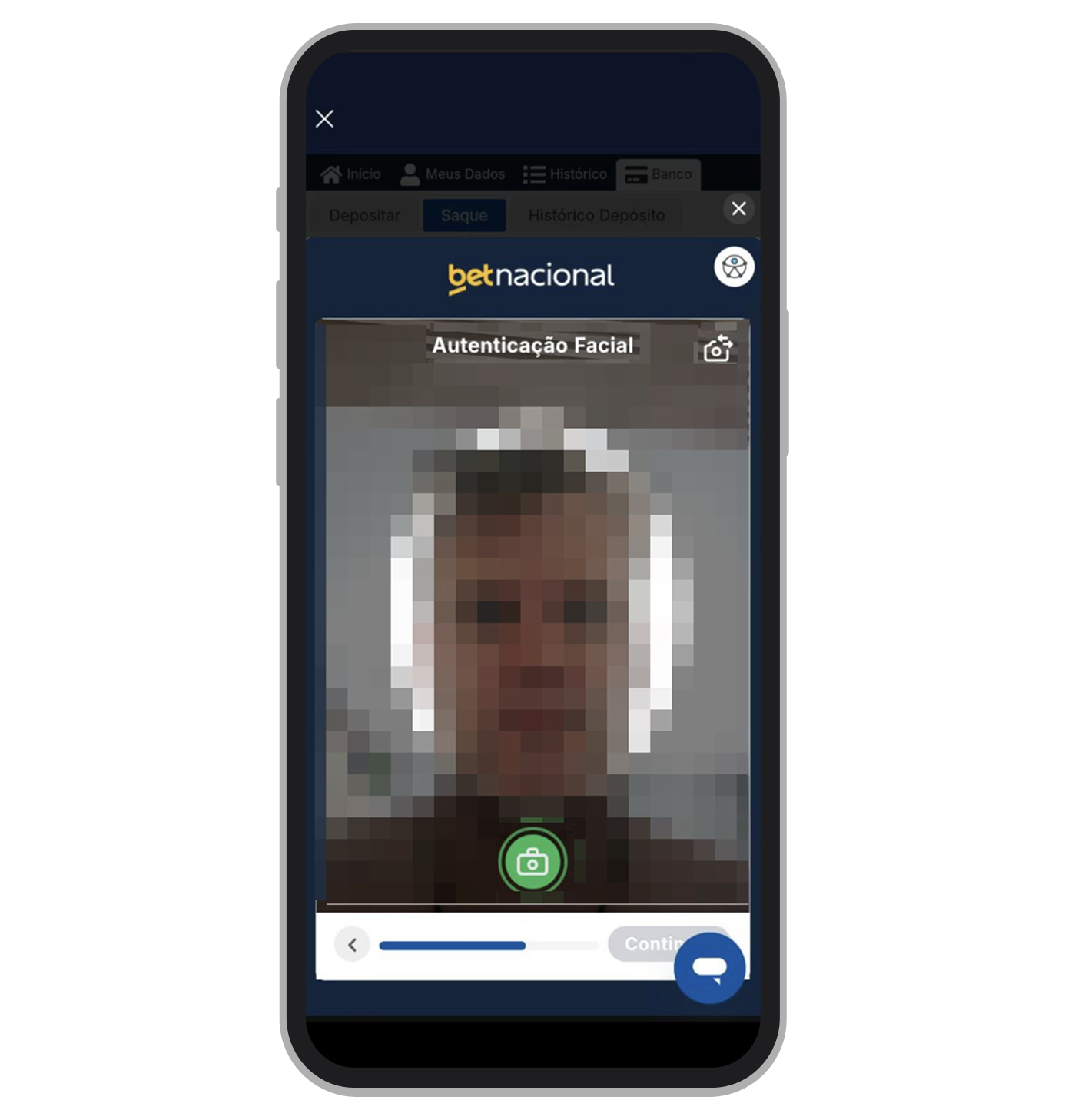 Após a verificação do seu selfie a transferencia será concluída