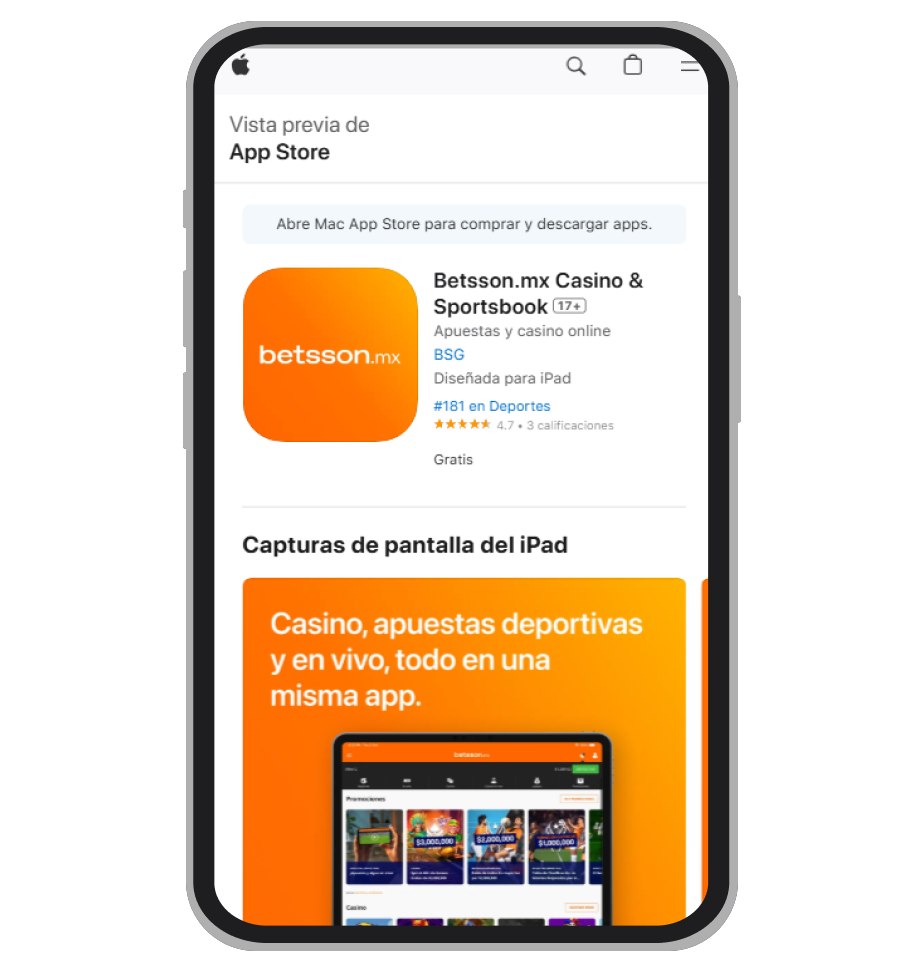 Descarga Betsson en iOS